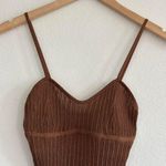 SKIMS Sheer Knit Cami Bodysuit in Bison, Size Small Photo 5