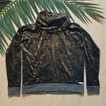 Betsey Johnson  Performance Black Crushed Velvet Cowl Neck Hoodie – Size M Photo 6