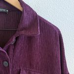 ZARA Corduroy Utility Shacket Jacket Dark Purple Ribbed Longline XS Photo 3