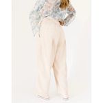 Free People  Lotta Love Wide Leg Trousers‎ In Sable Size 12 Pleated Linen Blend Photo 2