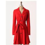 Anthropologie  Elevenses Red Corset Lace Up Trench Coat Photo 13