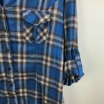 Soho  Look Womans Plaid Button‎ Front Flannel Shirt with Roll Tab Sleeves Size Sm Photo 3