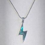 Silver Tone Shell Lightning Bolt Pendant Necklace Blue Photo 0