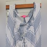 Betsey Johnson  Stripe Play Yarn-Dye  Tiered Maxi Dress Blue Small size Gingham Photo 6