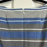 Calvin Klein Blue/Gray/White Striped Sheath Dress with Silver Belt, Size 10 Photo 10