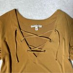 EXPRESS  Tan V-Neck Tie Crop Top Photo 1