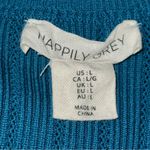 Happily Grey L Teal Green Blue High Neck Sleeveless Halter Side Gold Buttons Top Size L Photo 4