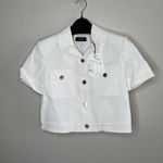 Theory Womens White Short Sleeve Seer Suit Crop Jacket 2 Photo 2