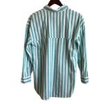 Cotton On Women Top XS Turquoise Striped Button Up Relaxed Preppy Beachy Travel Photo 2