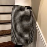 Ralph Lauren Black White Houndstooth Wool Lined Wrap Skirt Leather Closure Sz 4 Photo 1