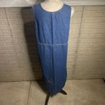 Erika Vintage 90's Blue Denim Vintage Long Embroidered Sleeveless Dress Size L Photo 2