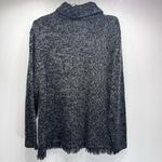 Vintage Y2K Black & Gray Fringed Hem Turtleneck Sweater Long Sleeves Cozy Sz XL Photo 1