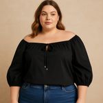 Elizabeth and James Milkmaid Womens Top 2XL Off Shoulder Romantic Puff Sleeve Boho Photo 0