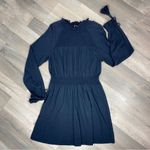 Topshop Smocked Long Sleeve Jersey Knit Skater Dress Blue 8 Photo 12