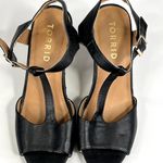 Torrid  T-Strap Peep Toe Woven Wedge Sandals Black/Tan-8W Photo 6