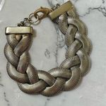 Wide flat herringbone braid gold tone bracelet Photo 1