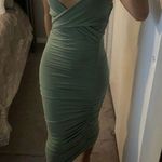 LAST ONE "Hug Me Tight" Green Ruched Midi Dress Photo 1