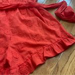 Loft  Beach Floral Embroidered Strapless Romper Red Orange Sz Medium NWT Photo 11