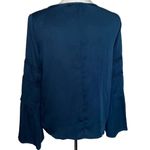 Lovestitch  Boho style flared sleeve blue top pullover with front tie size small Photo 3