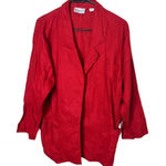 Liz Claiborne Red Linen Vintage Long Sleeves Notched Lapel Blazer Jacket Size 4 Photo 0