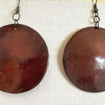large round brown leather circle earrings Photo 0
