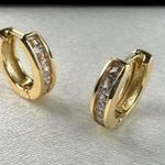 CZ Small Gold Hoop Earrings for Women Men Photo 0