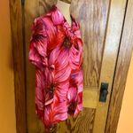Vtg 90s bright floral Hawaiian shirt Red Size L Photo 8