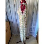 nightgown vintage 1970s floral deep V neck blue pink orange Size L Photo 4