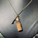 Gold Glitter Fairy Jar Key Necklace New Photo 3