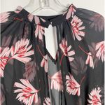 EXPRESS Black & Pink Floral Palm Print Sheer Dressy Top w/ Cut Out Accents XS Photo 9