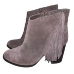 Arturo Chiang Reiden Gray Suede Fringe Booties Photo 3