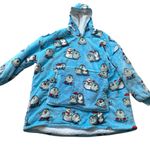 Oodie Original Cozy Blue Penguin Hoodie Blanket size /age 14 and up Photo 11