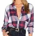 Rails Hunter Plaid Flannel Button Up Shirt White Indigo Blue Blush $148 Size XS Red Photo 0
