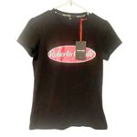 Roberto Cavalli ‎ Sport Size Large Black Italic Glitter Writing Tee NEW Photo 1