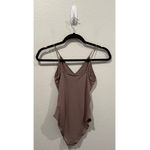 ZARA Brown V-Neck Spaghetti Straps Bodysuit Photo 2