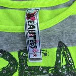 Beautees Butterfly Shirt Neon Yellow Gray Stripe Top Womens Medium Size undefined Photo 6