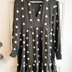 ZARA olive green ruffled long sleeve polka dot dress Photo 6