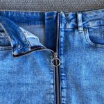 Garage  Medium Blue Stretch Denim Full Zipper a circle Pull Mini Skirt Size S Photo 3