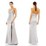 Mac Duggal  Satin Sleeveless Faux Wrap Ruched Gown Photo 1