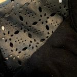 Ella Moss  Blouse Long Sleeve Perforated Floral Shoulders Black Large Photo 1