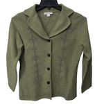 Pendleton Sz S Embroidered 100% Merino Wool Sweater Cardigan Jacket Blazer Green Photo 0