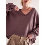 Free People  We The Free Coraline Thermal‎ Waffle Knit Top Chocolate Photo 1
