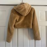 Alo Yoga LA tan cropped Sherpa faux fur Jacket with hood size xs Photo 6