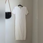 Vintage 90s Mark Farrel White Button Zip Slit Short Sleeve Dress, Size 9/10 Photo 3