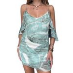 Lulus NWT Lulu’s Green Print Off The Shoulder Dress Photo 2