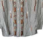 NWT Zara Collection S Striped Embroidered Embellished cotton Button Up Shirt Photo 7