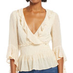 Chelsea and Violet Cream Bell Sleeve Smocked Blouse – Size M - Romantic Blouse Photo 0