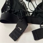 PINK - Victoria's Secret  Black Velvet Lace Metallic Star Strappy Back Bralette Photo 6