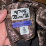 Future Collective Womens Metallic Mock Neck Puff Sleeve Top M holiday dress Brown Size M Photo 3