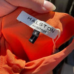 Halston Heritage  ORANGE TIERED HIGH LOW MIDI DRESS Photo 4